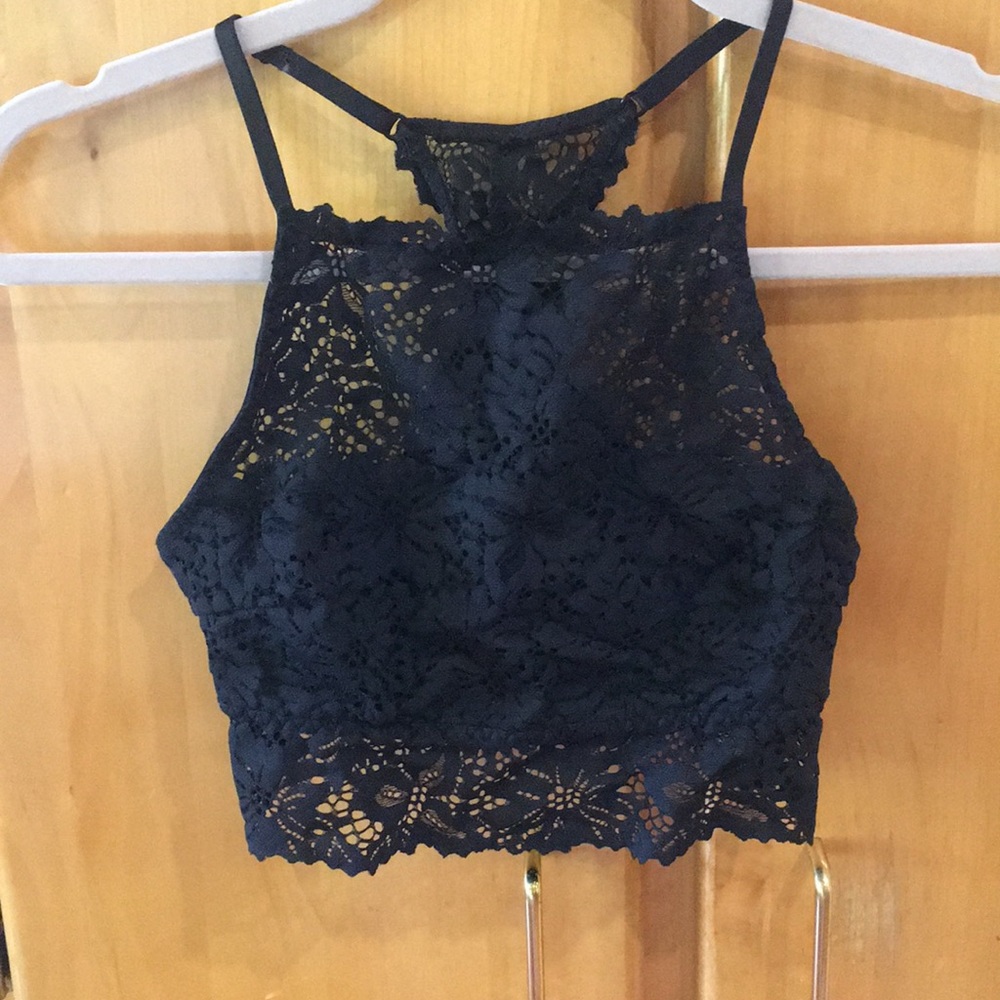 Aerie black lace bralette/crop top